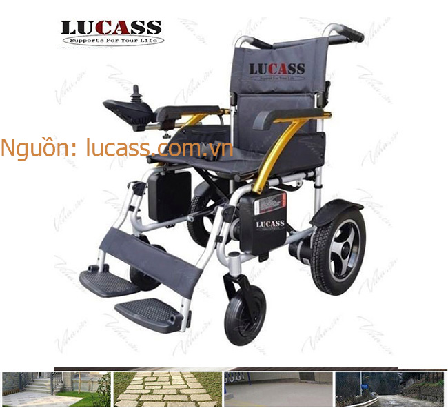 Xe lăn điên xe-122l di chuyển qua nhiều địa hình khác nhau